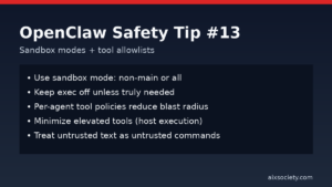 OpenClaw Safety Tip 13 featured image about sandbox modes and tool allowlists