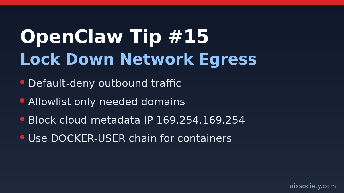 OpenClaw Tip #15 featured image: Lock down network egress to prevent data exfiltration
