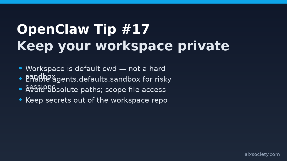OpenClaw Tip #17 featured image: keep your agent workspace private with sandboxing